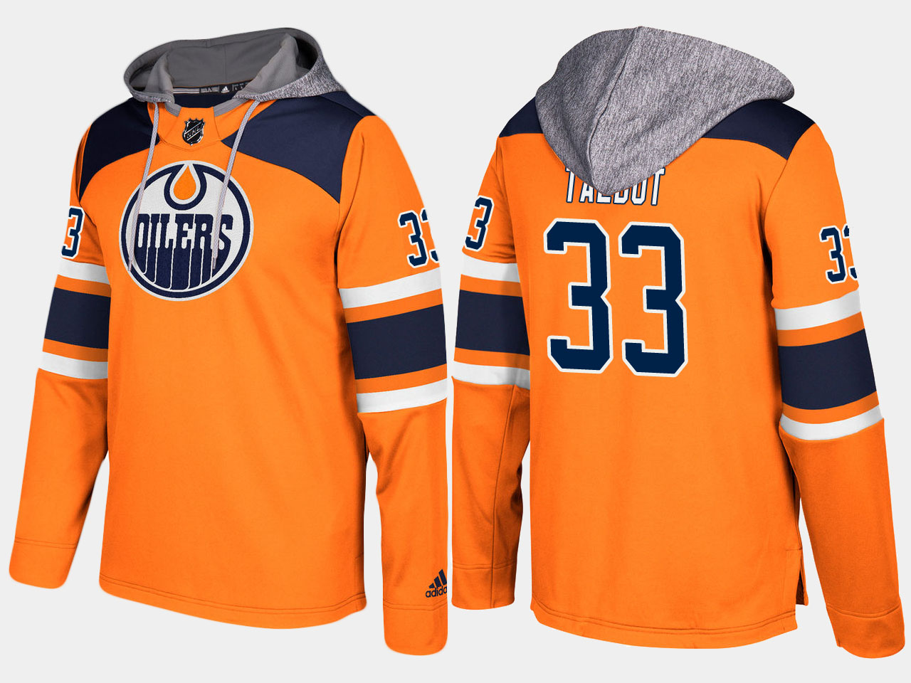 Men NHL Edmonton oilers 33 cam talbot orange hoodie